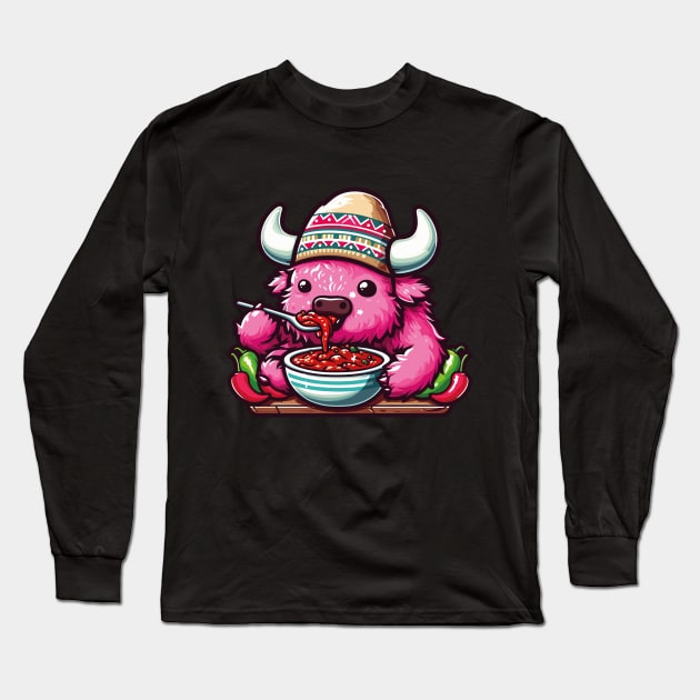 funny bison chili lover Long Sleeve T-Shirt by chems eddine